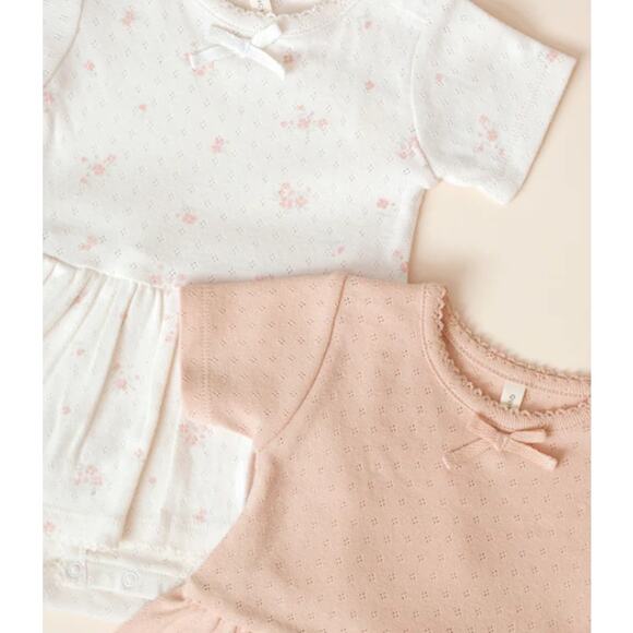 Quincy Mae Pointelle Skirted Onesie in Melon - Size 3-6 Months - Picture 2 of 3